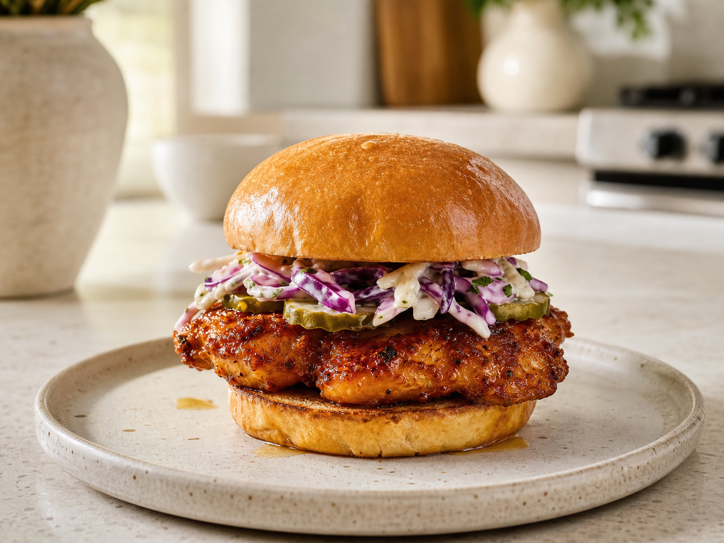 Crispy hot honey chicken sandwich